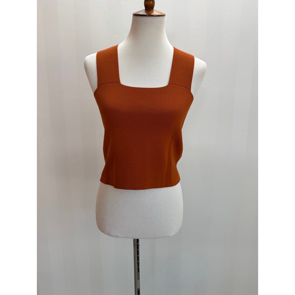 House of Harlow 1960 Rust Square Neck Cross Back Sculpt Knit Tank Top Sz S